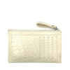 SANCHŌ Genuine Crocodile Leather Coin and Card Holder - Pearlise Cream