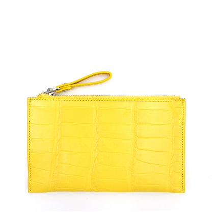 SANCHŌ Genuine Crocodile Leather Coin and Card Holder - Yellow