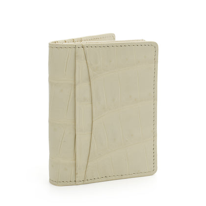 SANCHŌ Genuine Crocodile Leather Card Holder - Cream