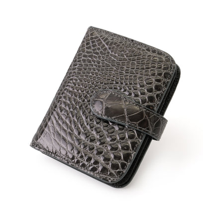 Sancho Genuine Crocodile Leather Small Wallet - Gris