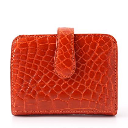 SANCHŌ  Genuine Crocodile Card cum Coin Holder - Mandarin