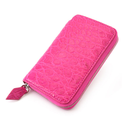 Sancho Genuine Crocodile Leather  Zip-Around Wallet - Hibiscus