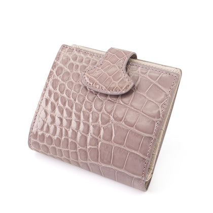 SANCHŌ Crocodile Leather 2-Fold Wallet - Grey