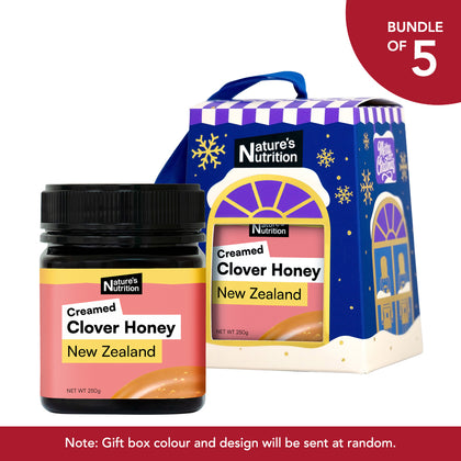 Nature's Nutrition Raw Clover Honey 250g with Christmas Box - Bundle of 5
