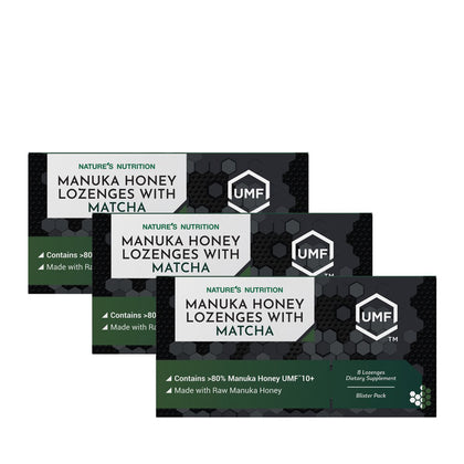 Nature's Nutrition Manuka Lozenges UMF 10+ & Matcha 8s - Bundle of 3