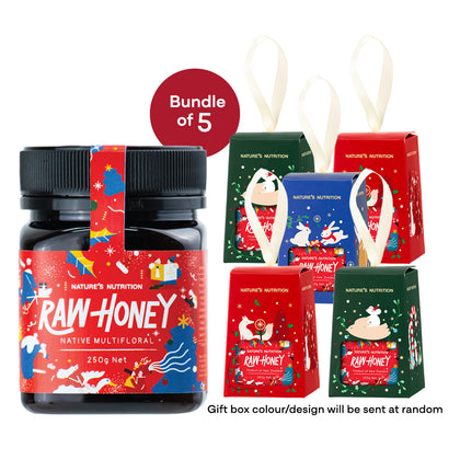 Nature's Nutrition Raw Honey 250 + FREE Gift Box - Bundle of 5