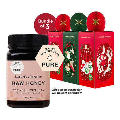Nature's Nutrition Raw Honey 500g + FREE Gift Box - Bundle of 3