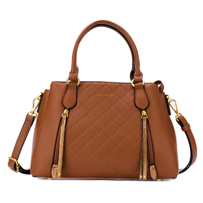 Mac Alyster Monogram Satchel Bag - Cognac