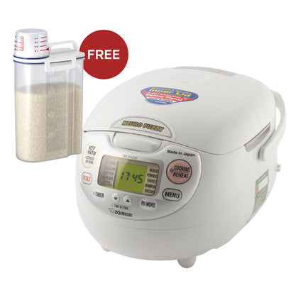 ZOJIRUSHI 1.0L Micom Fuzzy Logic Rice Cooker & Warmer + FREE 2kg Rice Stocker
