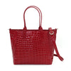 SANCHŌ Genuine Crocodile Leather Tote with Detachable Long Strap - Red