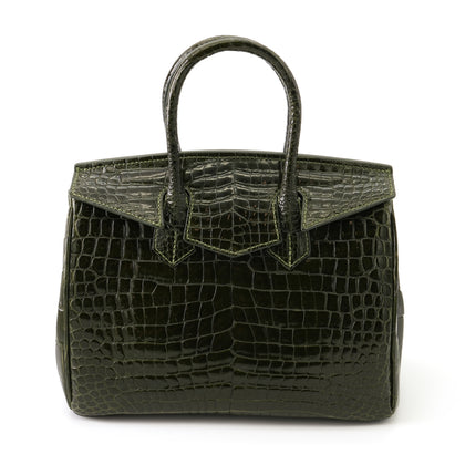 Sancho Genuine Crocodile Leather Boston Bag - Olive