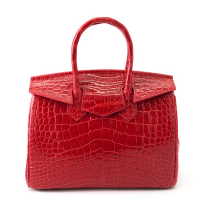 Sancho Genuine Crocodile Leather Boston Bag - Red