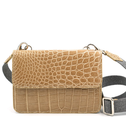 SANCHŌ Genuine Crocodile Leather Crossbody Bag - Silk