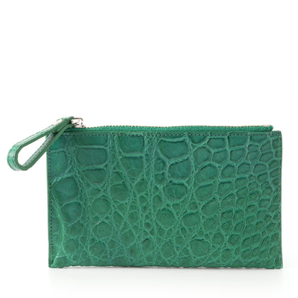 SANCHŌ  Genuine Crocodile Card cum Coin Holder - Emerald
