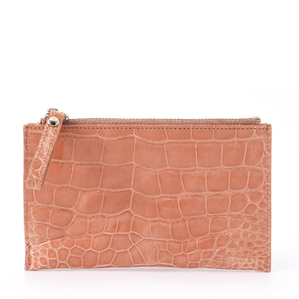 SANCHŌ  Genuine Crocodile Card cum Coin Holder - Warm Taupe