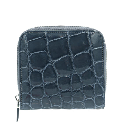 SANCHŌ Crocodile Leather Ladies Short Wallet - Grey