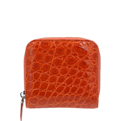 SANCHŌ Crocodile Leather Ladies Short Wallet - Mandarin