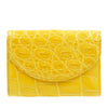 SANCHŌ Crocodile Leather Ladies 3-Fold Short Wallet - Yellow