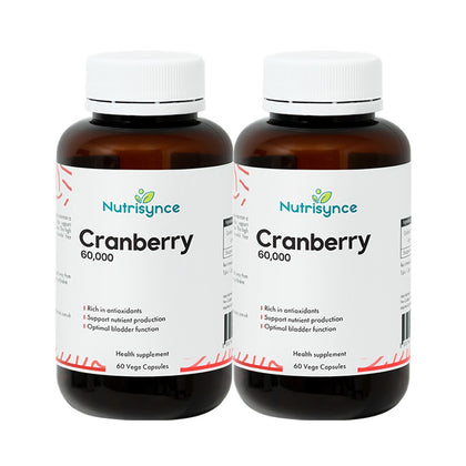 Nutrisynce Cranberry 60,000 60 Vege Capsules - Bundle of 2