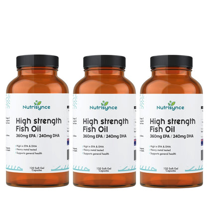 Nutrisynce High Strength Fish Oil 120 Softgels - Bundle of 3