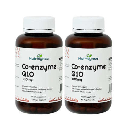 Nutrisynce Co-enzyme Q10 100mg 60 Vegetable Capsules - Bundle of 2