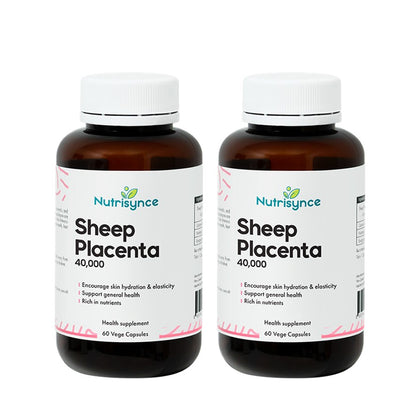 Nutrisynce Sheep Placenta 40,000 60 Vege Capsules - Bundle of 2