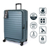 turaco 29" Silent Double Wheel Expandable Polycarbonate Hard Case Luggage with Anti-Theft Zipper & TSA Lock - Stone Blue