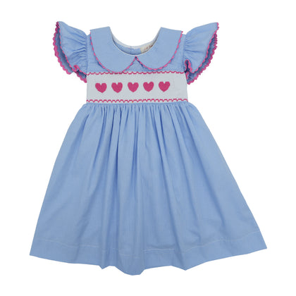 Eclat Bebe Gingham Checked Cotton Hand Smocked Dress - Blue (OG7500)