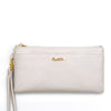 Carlo Rino Saffiano Print Leather Wristlet - Chalk