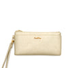 Carlo Rino Saffiano Print Leather Wristlet - Gold