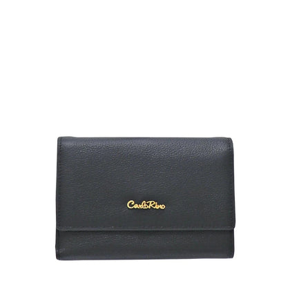 Carlo Rino Short Tri-fold Leather Wallet - Grey