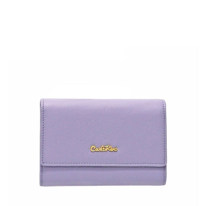 Carlo Rino Short Tri-fold Leather Wallet - Lilac