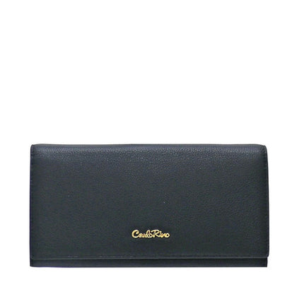 Carlo Rino Long Bi-fold Leather Wallet - Grey