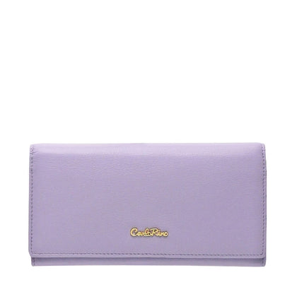 Carlo Rino Long Bi-fold Leather Wallet - Lilac