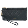 Carlo Rino Leather Quilted Wristlet - Dark Green