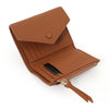 SEMBONIA Pebbled Leather Tri-Fold Wallet S  - Tan