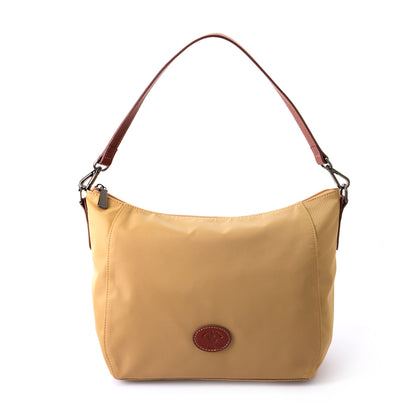Santa Barbara Vinyl Trimmed Nylon Shoulder Bag - Beige