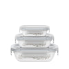 CORELLE Coordinates 6-pc Milkglass Storage Rectangular Set - Silver Crown