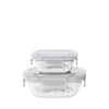 CORELLE Coordinates 4-pc Milkglass Storage Rectangular Set - Silver Crown