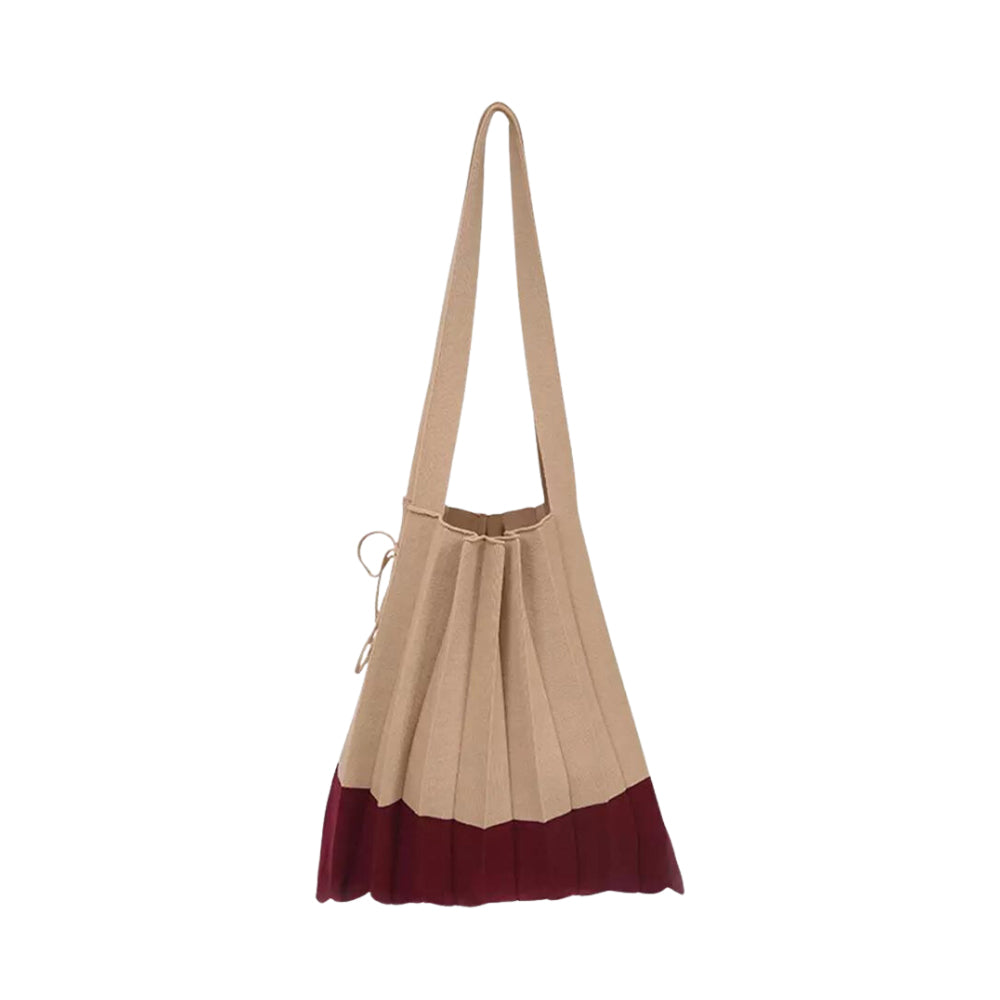 [ONLINE EXCLUSIVE] Kaka Color Block Knit Pleated Tote Bag - Assorted Colors