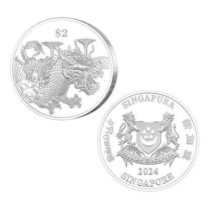 [The Singapore Mint] 2024 Singapore Lunar Dragon Nickel-Plated Zinc Proof-Like Coin (Q001) by MAS
