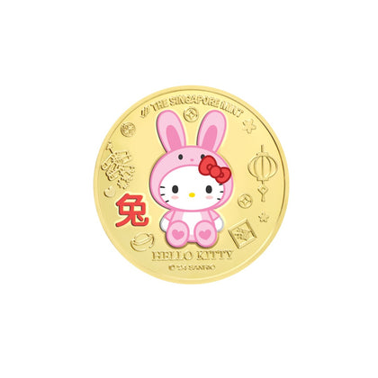 [The Singapore Mint] Sanrio Hello Kitty Zodiac 24K Gold-Plated Color Medallion Festive Pack - Rabbit