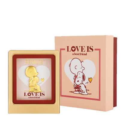 [The Singapore Mint] Peanuts Snoopy LOVE IS Collection 24K Gold Foil in Frame - A Best Friend (RMQ039)