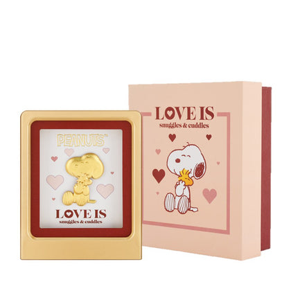 [The Singapore Mint] Peanuts Snoopy LOVE IS Collection 24K Gold Foil in Frame - Snuggles & Cuddles (RMQ040)