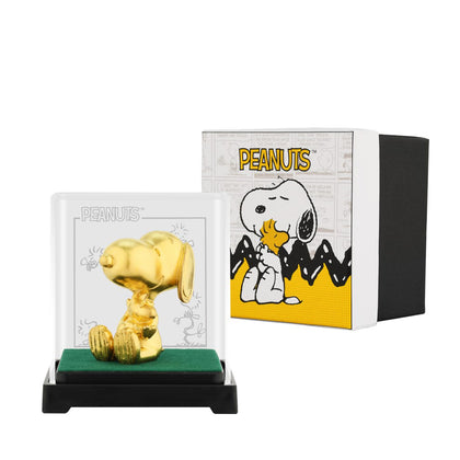 [The Singapore Mint] Peanuts Snoopy 24K Gold Foil Mini Figure - Peanuts Snoopy + Woodstock Snuggles (RMQ058)