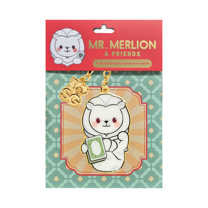 [ SG61 Deal The Singapore Mint] Mr. Merlion Bai Ban 24K Gold-Plated Metal Keychain (RMS008)