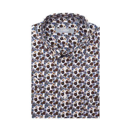 Goldlion Short-Sleeved Shirt - Brown Flower