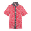 ENRO Short Sleeve Buton-Up Blouse - Red