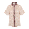 ENRO Short Sleeve Collared Buton-Up Blouse - Beige