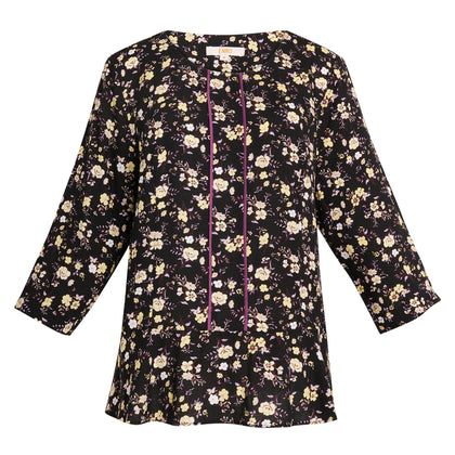 ENRO 3/4 Length Sleeves Floral Blouse - Floral